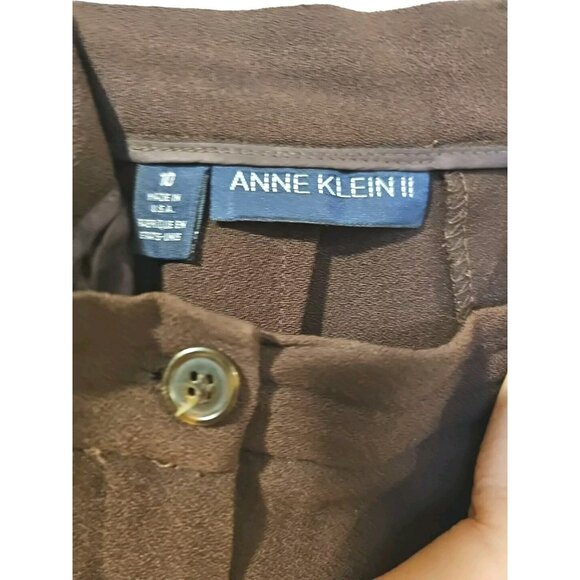 Vtg Anne Klein Women 2 Pc Wool Pant Suit Sz 10 Brown Blazer Jacket Dress Pants - Picture 9 of 16